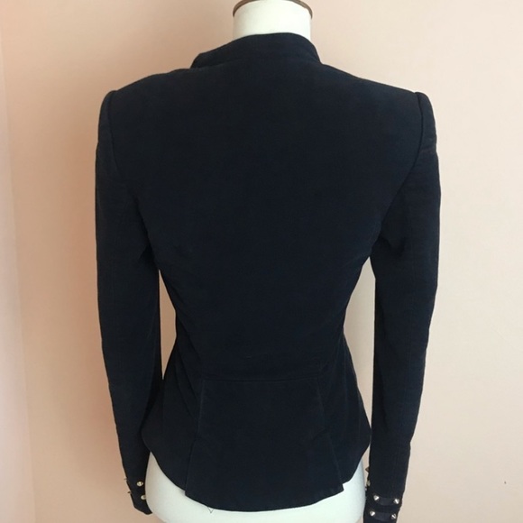 ZARA Trafaluc Spiked Cotton Velvet Asymmetrical Zip Front Utility Jacket Sz S - Picture 11 of 15